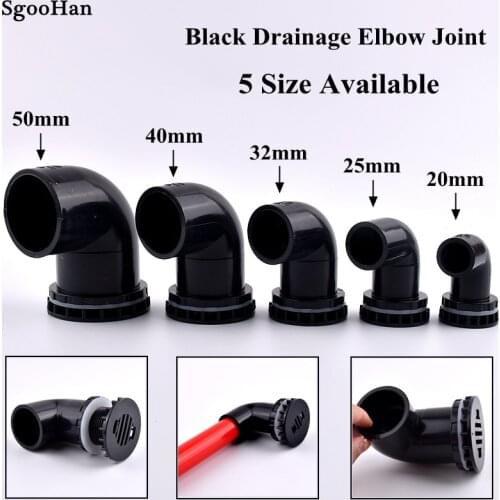 2~20pcs Black Color PVC Pipe Aquarium Water Inlet Outlet Drainage Connector Overflow Thread Home DIY Fish Tank Elbow Joints
