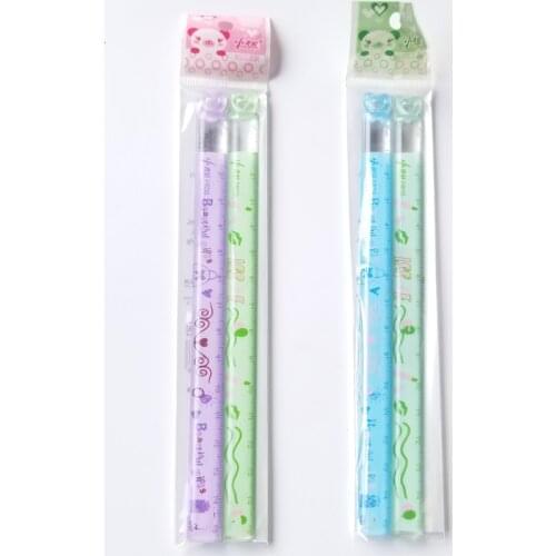 2PCS New Cute Love Mini Ruler Learning A Good Helper 15 Cm Childrens Favorite Cartoon Straight Ruler Study Measure Stationery