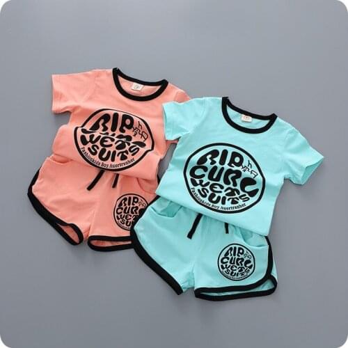 2016 Summer New Pattern Korean 2 Pieces Suit Childrens Girl Baby Short Sleeve T-Shirt Package Edge Tether Shorts Leisure Time