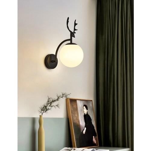 2020 Post-modern Bedside Lamp Wall Lamp Glass Shade Black Gold Bedroom Led Night Lights Decoration for Home Interior Wall Light