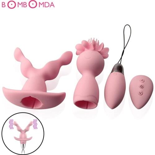 4pcs Remote Control Strong Vibrating Bullet Egg Vibrator USB Charging Oral Clitoral Stimulator Nipple Massager Adult Sex Toys
