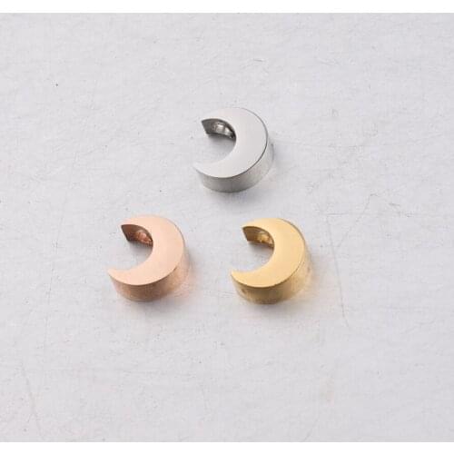 5pc 8*7mm Gold color Stainless steel Mirror Finish Small Cute Moon Charm For Necklace/Bracelet DIY Handmade Jewelry Making