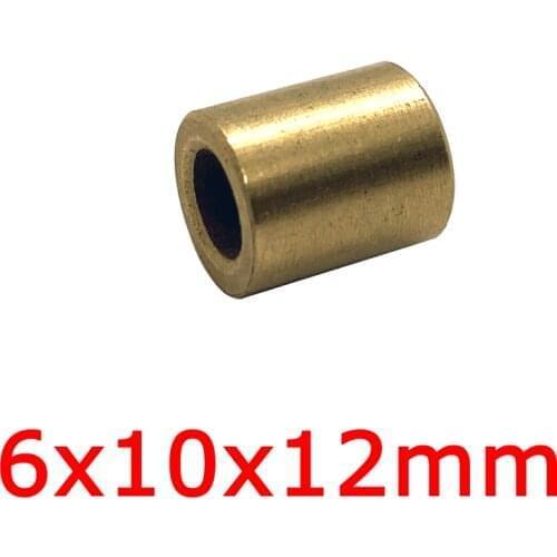 6x10x12mm 5pcs 6mm shaft oil sintering PM cylindrical bronze bushing copper alloy self lubricate brass sleeve bearing bush
