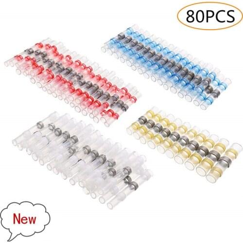 80Pcs AWG26-10 Seal Soldering Heat Shrink Butt Terminal Electrical Cable Wire Insulated Connector Kit Assortment
