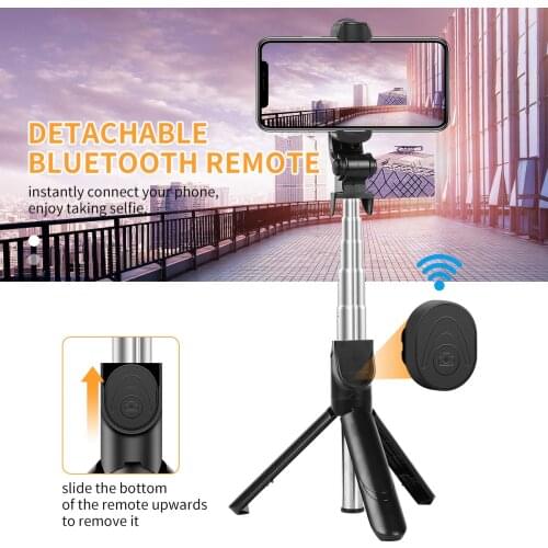 Wireless Bluetooth Selfie Stick Foldable Mini Tripod Stand Expandable Monopod with Remote Control for Camera iPhone IOS Android