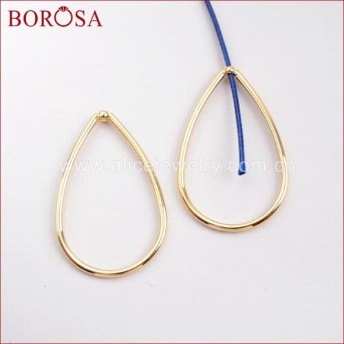 BOROSA 50/100PCS Stylish Unique Gold Color Brass Teardrop Charm Metal Charms Jewelry Findings for Earrings/Necklace DIY PJ128