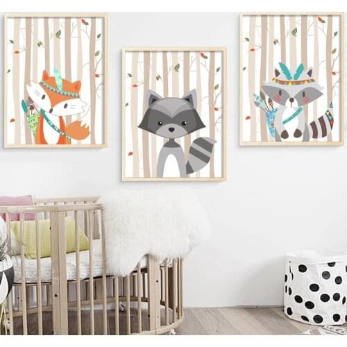 Baby Poster Fox Animal Canvas Painting Nursery Art Prints Cartoons Posters Nordic Print Modern Wall Pictures For Kids Room Decor