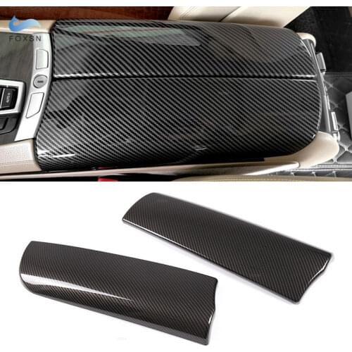 For BMW 7 Series F01 F02 2009 - 2015 Interior Auto Car Center Console Armrest Box Carbon Fiber Texture Protection Covers