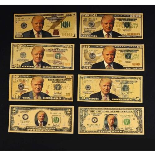 Donald Trump USD 1/2/5/10/20/50/100 Gold Dollar Bill Full Set Banknote 2020