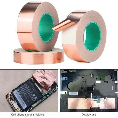 20M DIY Double Sided Conductive Pure Copper Foil Tape Adhesive Shielding Tape Antenna Signal Enhancement 4/5/6mm