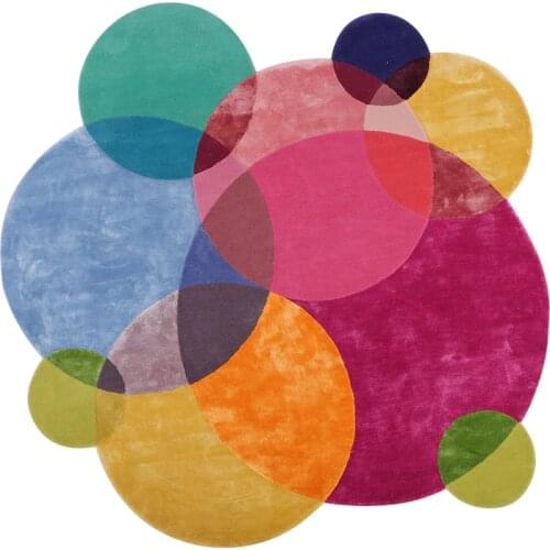 [Lazy Cat] Ins Imported Handmade High-End Wool Carpet round Art Mat Tapestry Childrens Room Bedroom Bed