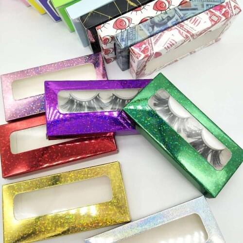 Custom eyelash packaging glitter paper lash box holographic lashes box hot sale eyelash packaging for 10mm - 30mm lashes