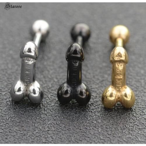 Starose 1pc 1.5x16mm Rod Street Sexy Men Genital Tongue Piercing Balls Suckme Tongue Rings Stainless Steel Barbell Body Jewelry