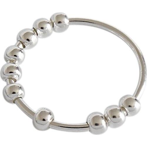 Korean Fashion Simple Silver Beaded Open Rings For Women New Trend INS Style Female Girl Party Jewelry Gift