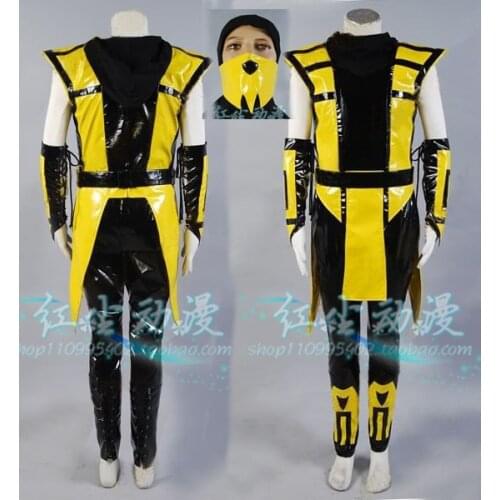 Scorpion Mortal Kombat 3 Yellow Outfit Cosplay Costume Any Size