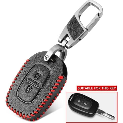 Leather car key case cover for Renault scenic master megane duster logan clio captur laguna fluence 2016 2 button remote key