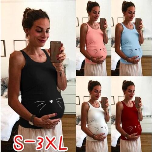 Summer explosions womens solid color sleeveless comfortable pregnant tops vest cute pattern maternity dress