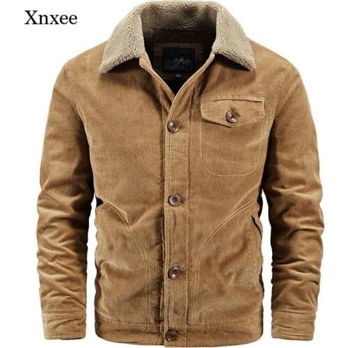 2021 Winter Mens Fashion Jacket Corduroy Cotton Jacket New Loose Thick Warm Casual Coat