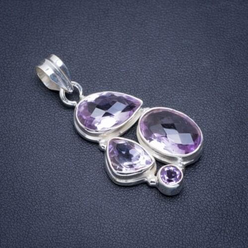 Natural Amethyst Handmade Unique 925 Sterling Silver Pendant 1.75" A1557