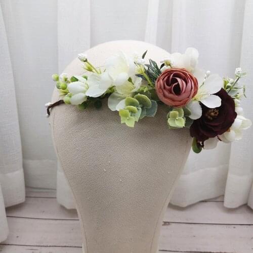 Bride Flowers Crown Festival Headband Women Hair Accessories Headdress Bridesmaid Girl Floral Garland Wedding Floral Headwear