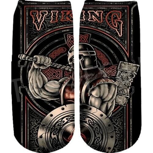 Tessffel Viking tattoo Viking warriors Drop shipping 3D full Print Women/men/boy/girl Harajuku casual short ankle socks Style-2