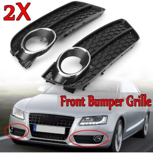 A Pair Front Bumper Fog Light Lamp Racing Grille Grill Cover For Audi A5 For Coupe/Sportback 2008-11 Cabriolet 10-11 Chrome Trim