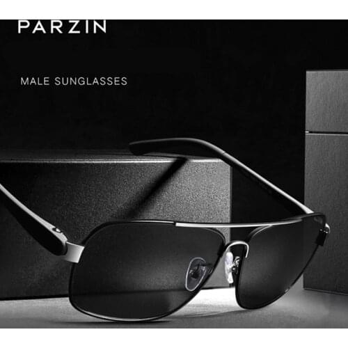 PARZIN Polarized Men Sunglasses Classic Rectangle Male Sun Glasses UV 400 Shades Driving Glasses 8001