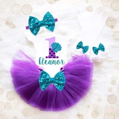 Personalize age name mermaid Birthday Outfit sets, kids bodysuit onepiece Tutu t shirt legwarmers toodles Outfit set