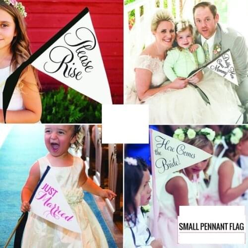 Personalize any phrase wedding flower girl Ring Bearer photo props flags banners, Custom wedding pennant signs Banner flags