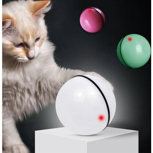 PET Cat Dog Toy LED Light Free Rolling Ball USB Charging Electric Intelligent Cat Interaction Toy Automatic Steering Ball