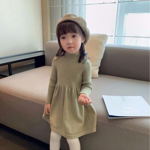 Baby Girl Dress Autumn Winter New Kids Thicken Childrens Knit Dress Girls Baby Dress Toddler Girl Long-sleeved Sweater Dress