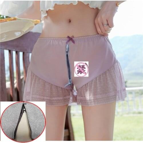 Sexual Intercourse Crotch Zipper Opening To Avoid StrippingShorts Under Skirt Sexy Lace High Waist Elastic Thigh Safety Short