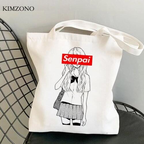 Ahegao shopping bag handbag bolso grocery recycle bag shopping cotton bag sacola jute cloth foldable cabas