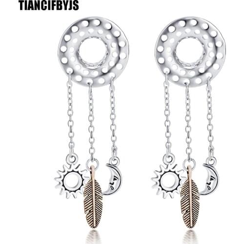 TIANCIFBYJS Dangle Pendant Ear Piercings Jewelry Stainless Steel Flare Ear Plugs Expander Flesh Tunnels Gauge Body Jewelry 60pcs