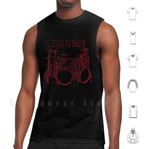 Drums , Bass Tank Tops Vest Sleeveless Bass Drums Player Music Rock Punk Pearl Drum Kit Drum Kit Set Percussion Instrument