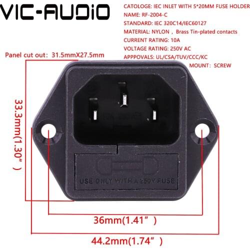 10A 250V AC IEC INLET With 5*20MM Fuse Holder Single Fuse Holder 3P AC Power Plug RONGFENG FUSE HOLDER 2Pieces Free Shipping