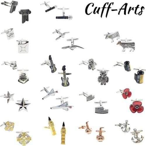 Cufflinks For Men Novelty Cuff Links 17 Designs Guitar Music Flower Owl Animal Male Charms Cuff Links By Cuffarts PT010