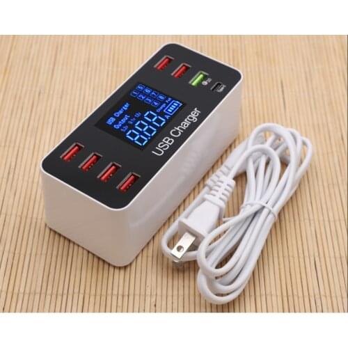 QC3.0USB charging digital display intelligent IC automatically recognizes multi-port type-C 8USB mobile phone charger