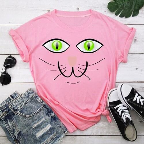 Cat Harajuku T Shirt Women Short Sleeve O Neck Loose Tshirt 2021 Summer Tee Tops Short Sleeve Female TX8371