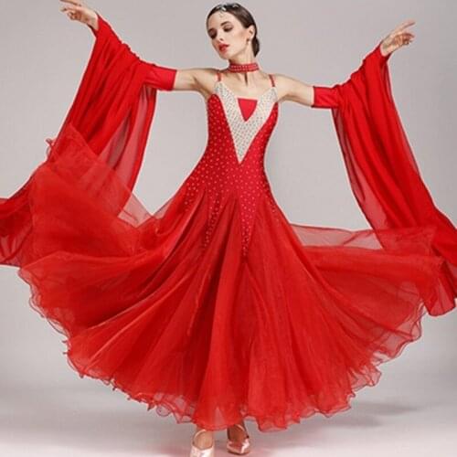 Ladies red ballroom dance dress modern for women costumes standard ballroom dress competition 2017 waltz blue women dresses