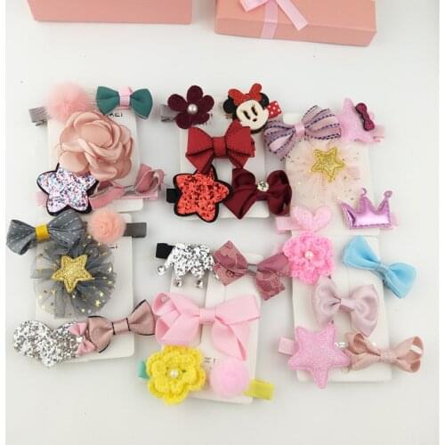 1 Set Cute Cartoon Flower Bowknot Children Hair Clips Bows Hairpins Accessories For Girls Kids Hair Barrettes Hairclip Headdress