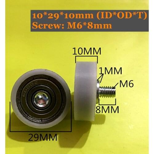 10x29x10mm POM Bearing With M6x8/12 M8x12 Screw 10Pcs PU Pulley Wheels 696 Ball Bearing Sealed Bearing Used on Door and Window