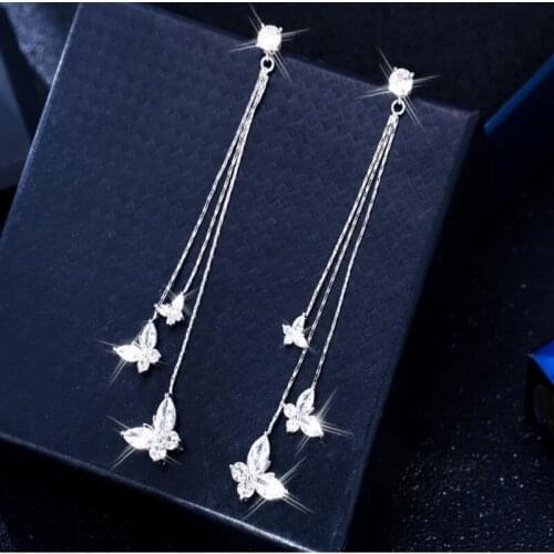 2021 New Korea Fashion Butterfly Tassel Earrings Butterfly Earrings for Woman Jewelry Wholesale