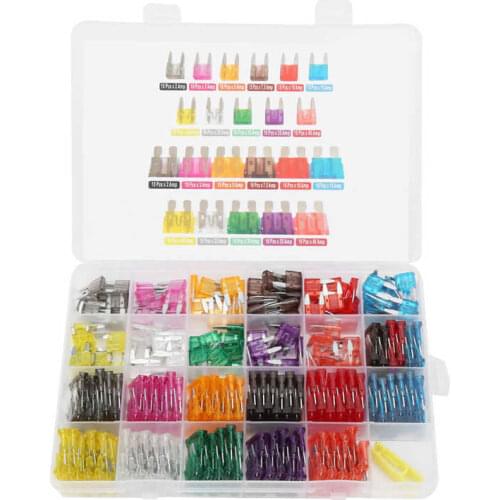 254pcs Blade Fuse Kit Small Medium Size 2A-40A Assortment for Auto Car Audio Headlight Taillight Blade Fuse Kit
