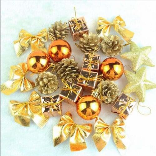 5Kinds Accessories 24Pcs/pack Bronze Christmas pendant accessories Christmas tree decorations shopping mall Christmas pendant