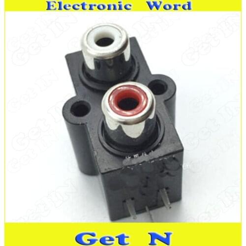 50pcs Copper AV Audio Video Connecctors 2x Holes 3Pins full cover RCA Jacks