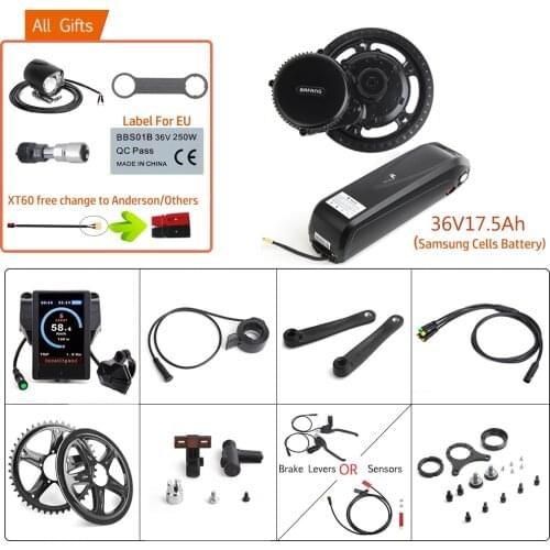 BAFANG 8FUN 36V 500W Mid Drive BBS02B Motor 17.5Ah SAMSUNG Cell E-BIKE Lithium Battery Electric Bicycle Complete Conversion Kit