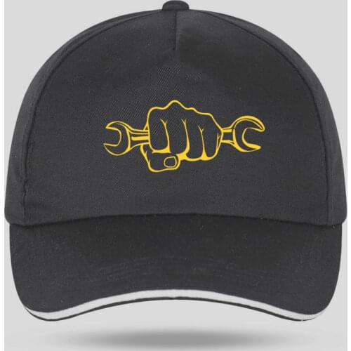 New Men Women Fashion Mechanic Holding A Wrench Funny Baseball Caps for Hip Hop Cotton Velcro Trucker Cap Bone Dad Hats