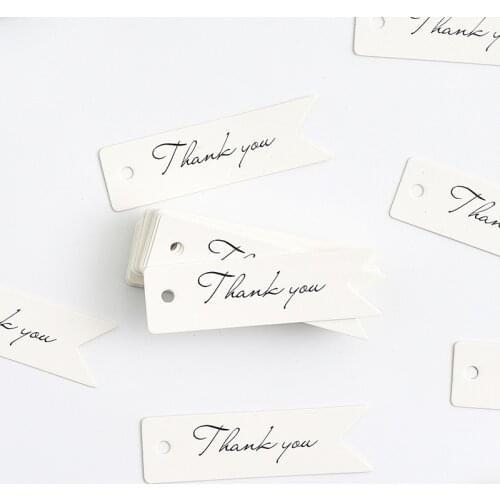 100pcs White Kraft Paper Tags Thank You Handmade Gift Tag Labels Gift Box Bags Packing Decoration DIY Craft Hang Tag Paper Label