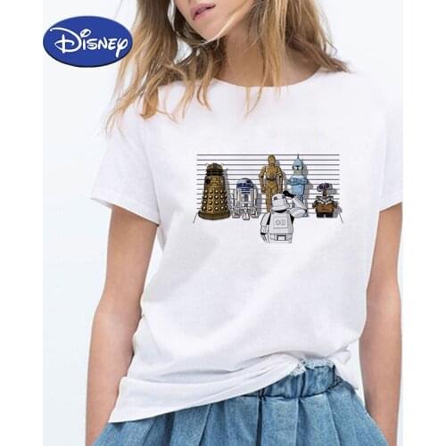 Star Wars T Shirt Disney Camiseta Woman Funny Robot Graphic Fashion Instagram Kawaii Cartoon Harajuku Short Sleeve Ropa Mujer